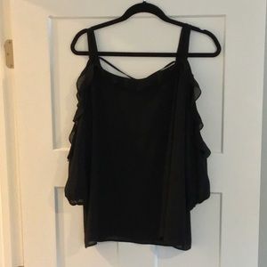 Chiffon Cold Shoulder 3/4 Sleeve Top